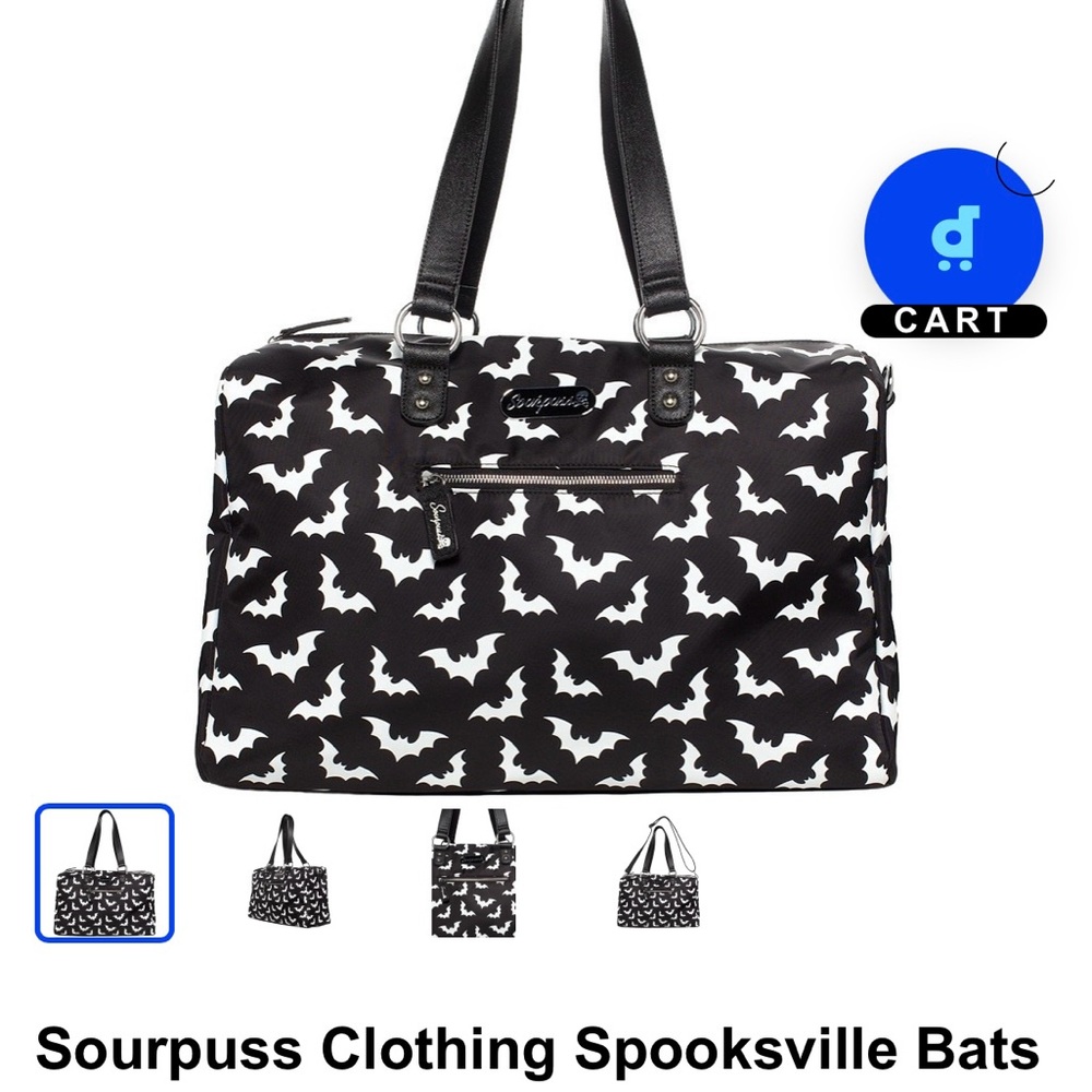 Black and White Spooksville Bats Bag